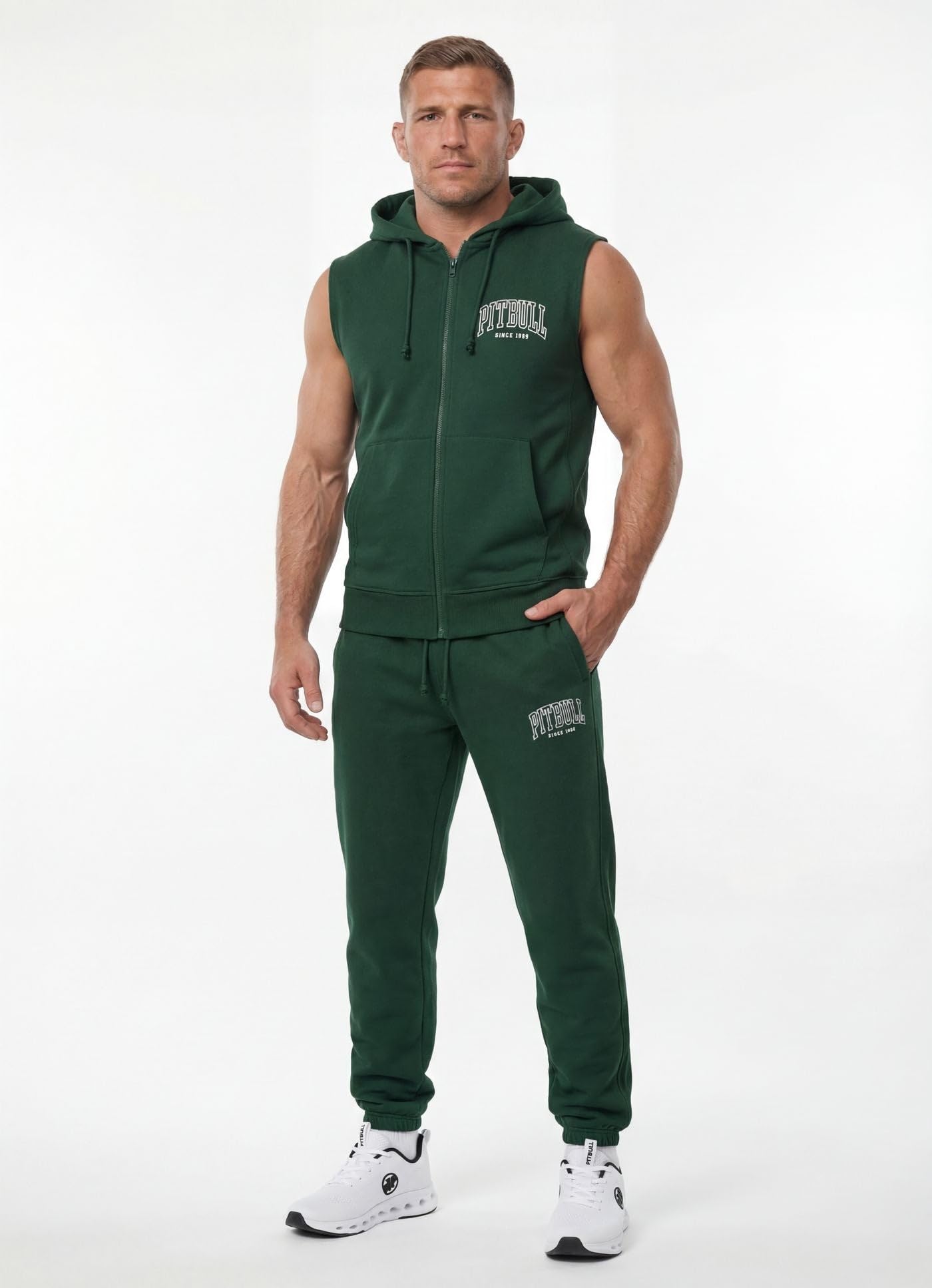 Pitbull Badger gilet uomo con cappuccio zip senza maniche