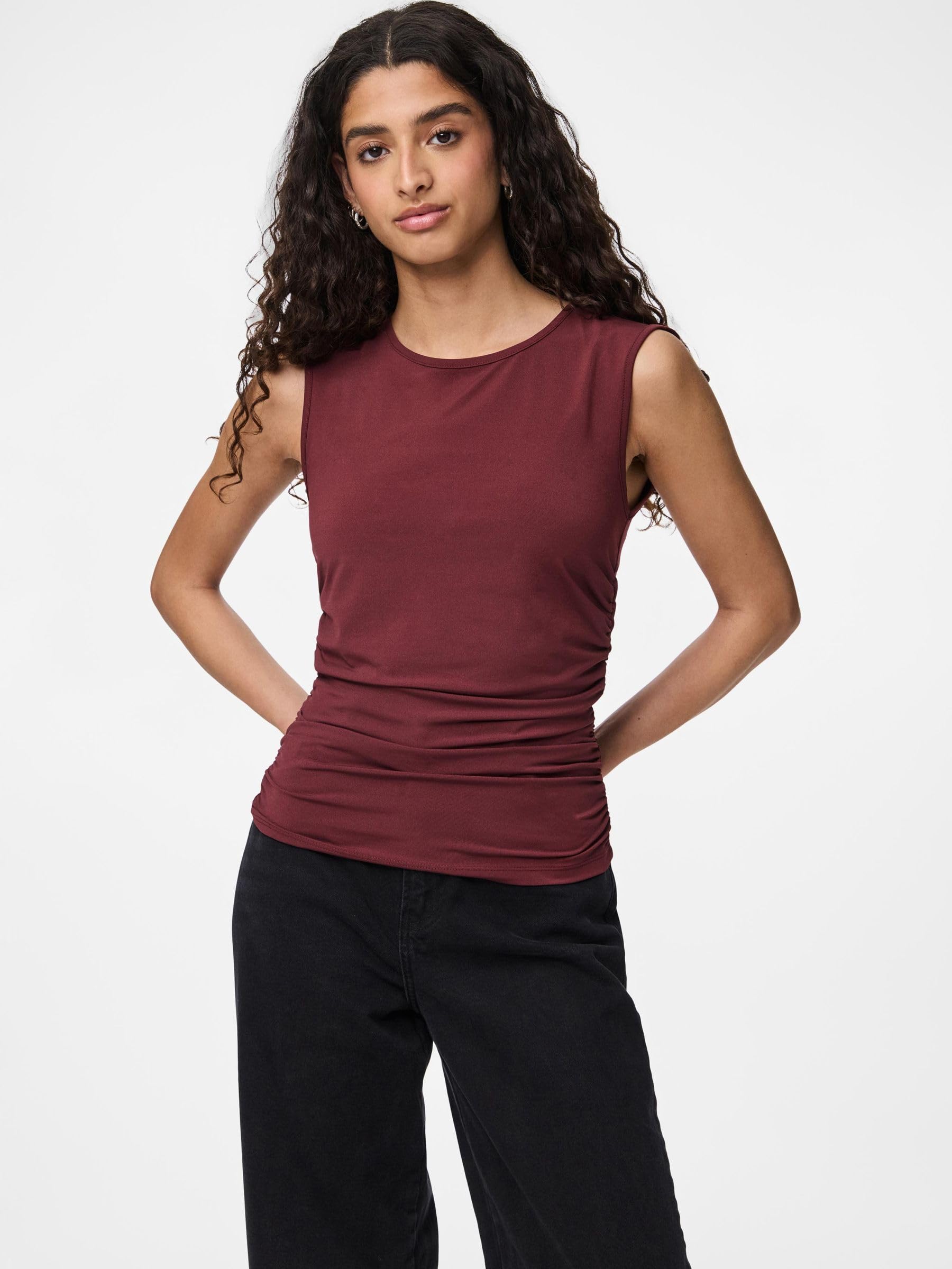 PIECES Pcmadison SL Ruching Top Noos BC top arricciato