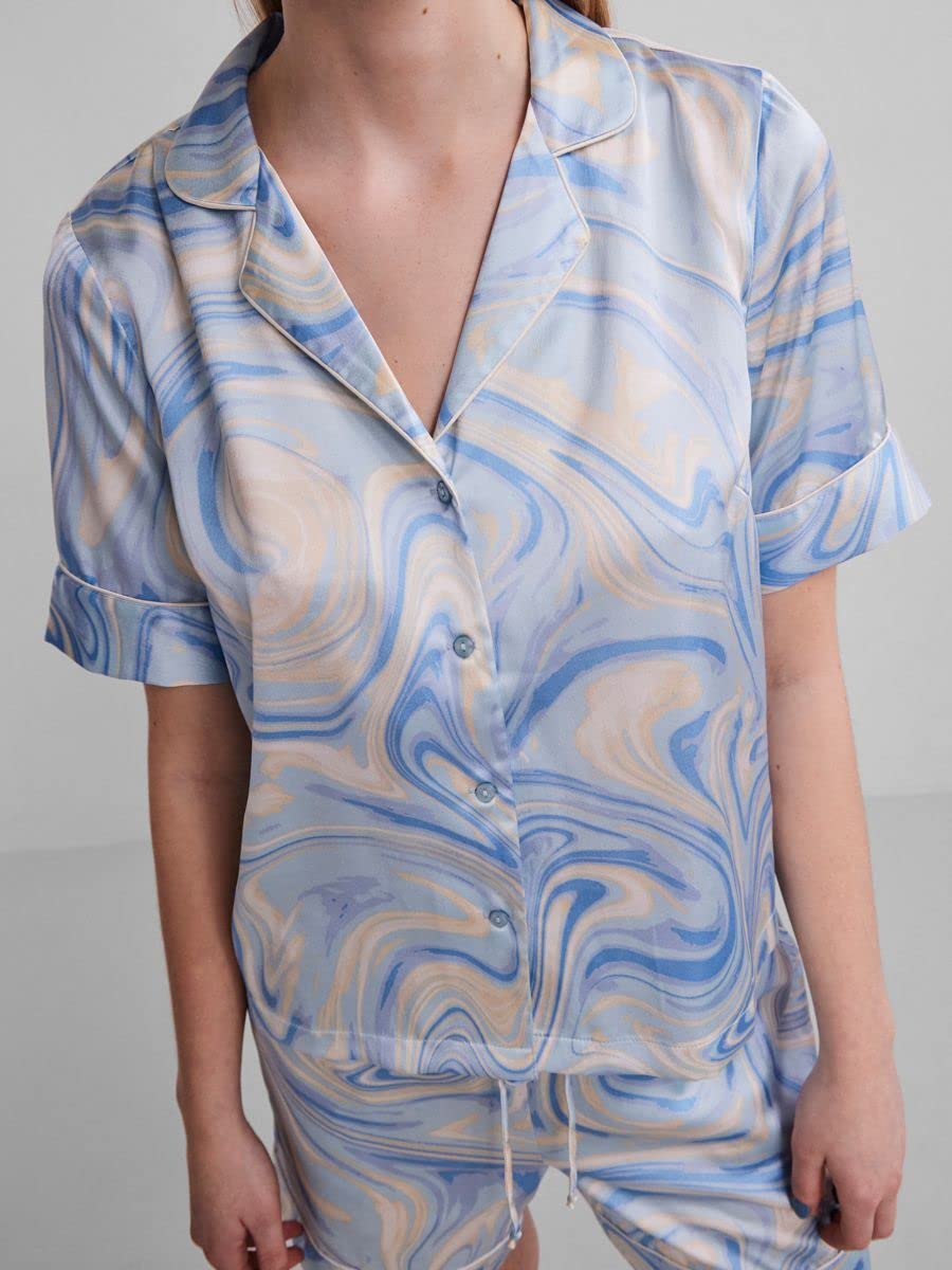 Pieces Pcvilli camicia donna raso maniche corte crop