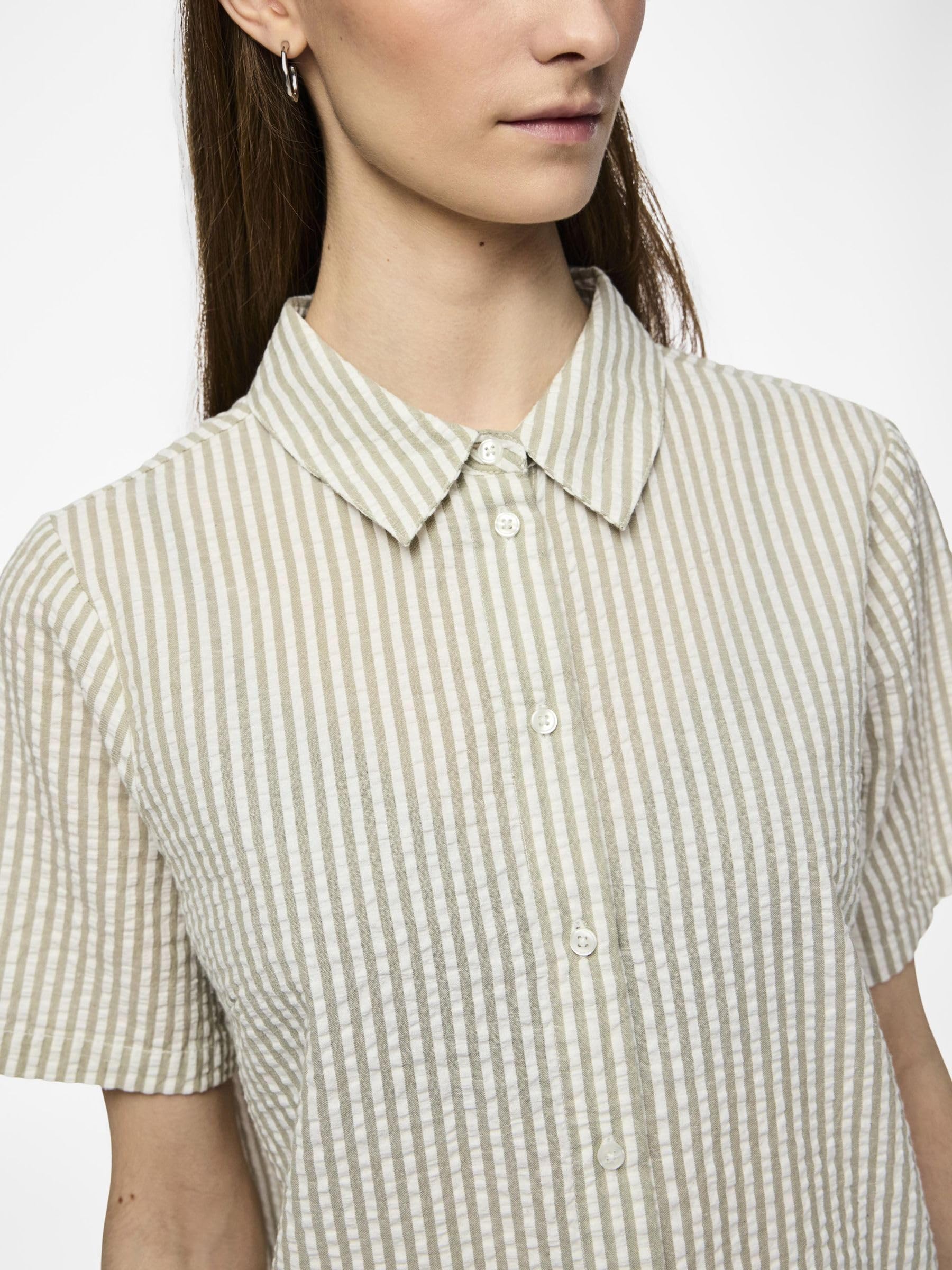 Pieces Pcsally Seersucker camicia donna maniche corte