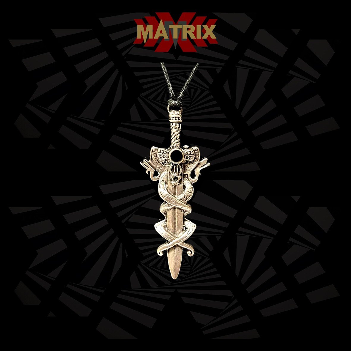 Matrix Music Store Sword Snakes 6 ciondolo pietra nera