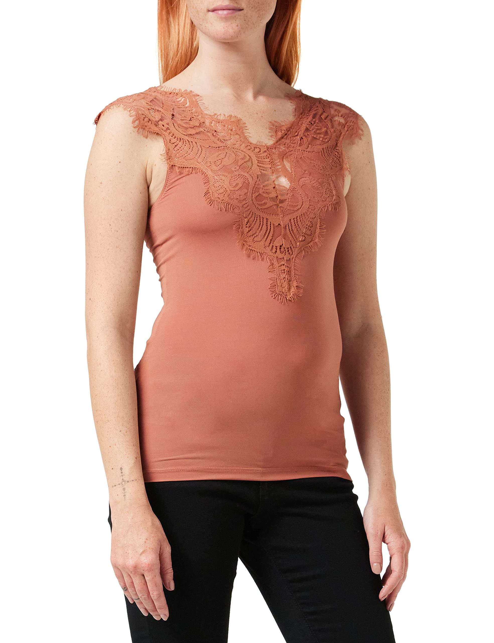 Pieces Pcilu SL Top Noos top pizzo Mocha Bisque