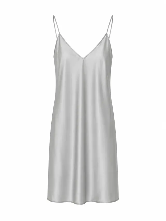el.residu Daya satin abito sottoveste S grigio seta
