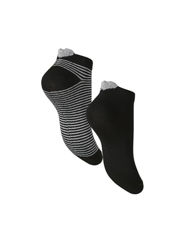 Pieces Pclaura Ankle Socks calze glitter nere 2 pezzi uso quotidiano