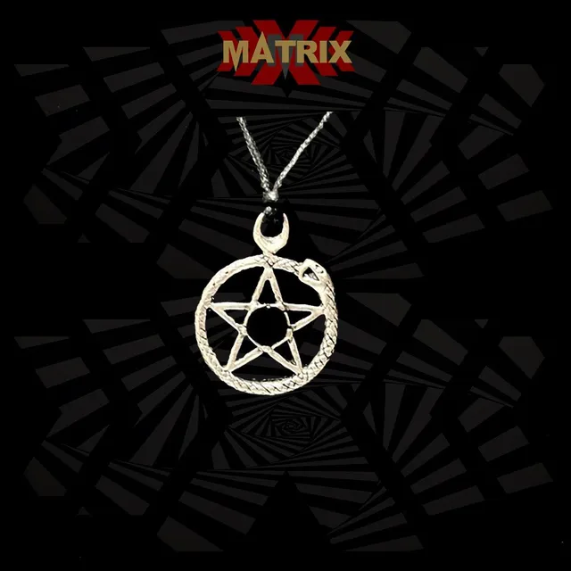 Pentacle Black Stone ciondolo zamak cordino
