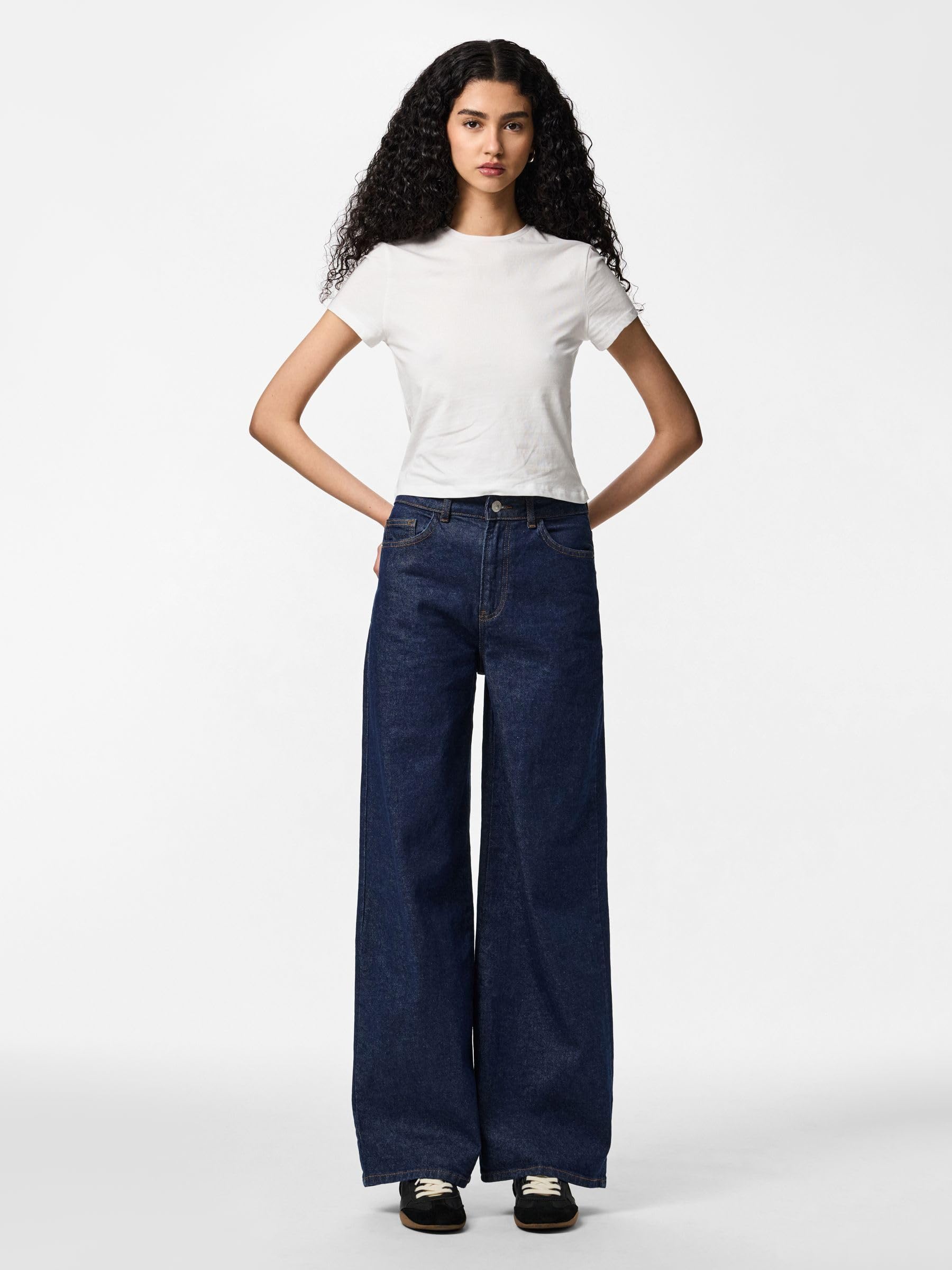Pieces Pcselma HW Wide Rinse Noos jeans donna 26W x 32L