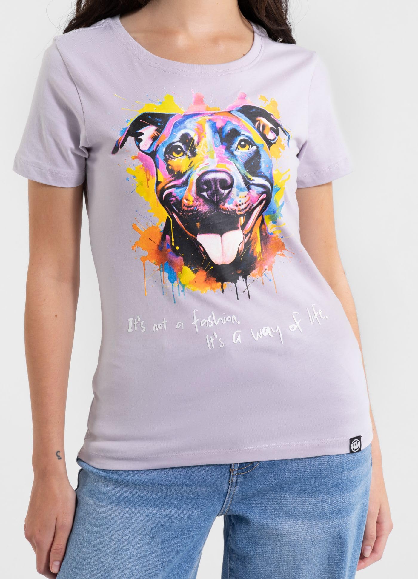 Pitbull West Coast Watercolor t-shirt donna cotone lilla slim