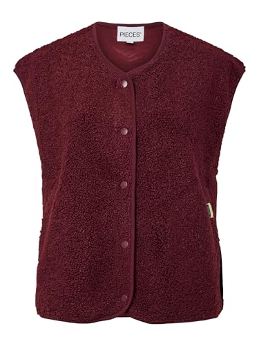Pieces Pckatty Teddy Vest Bc gilet donna Tawny Port