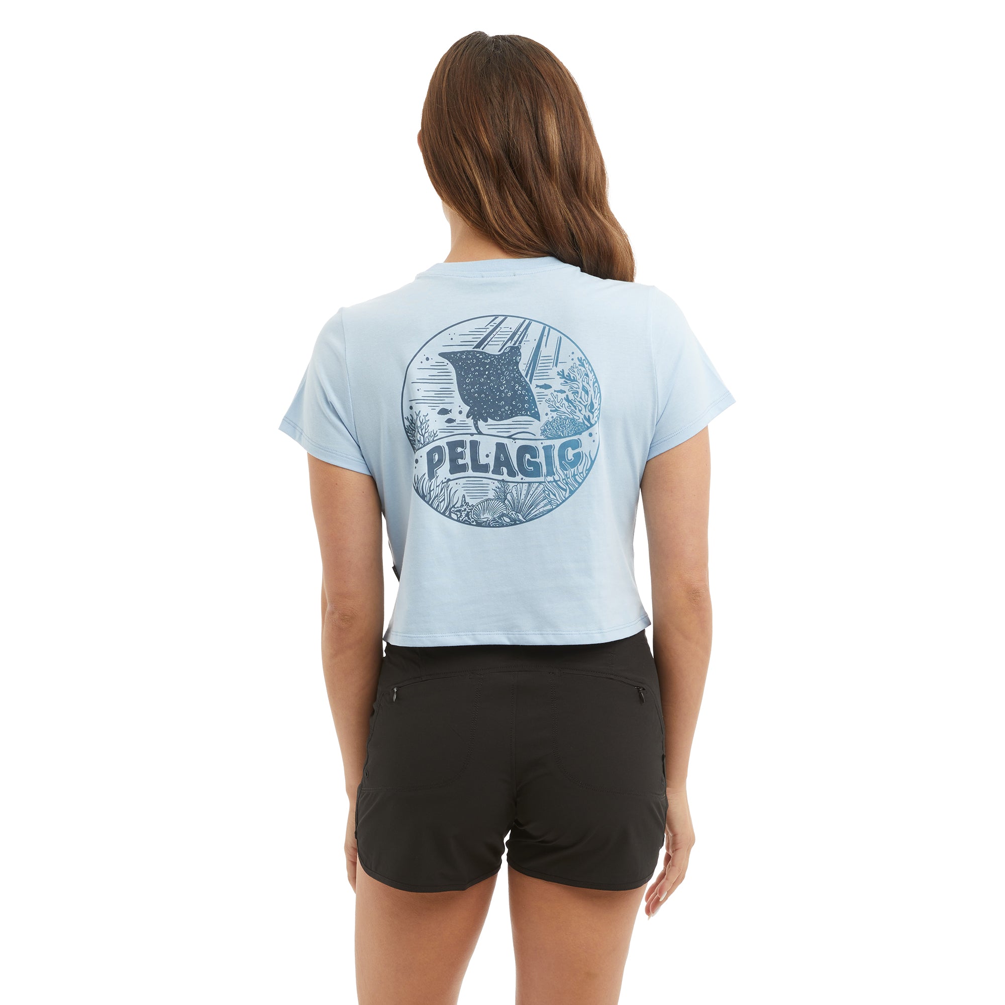 Pelagic Raya maglietta donna azzurra cotone organico