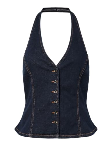 Pieces Pcdaisy Halterneck Top donna denim XS