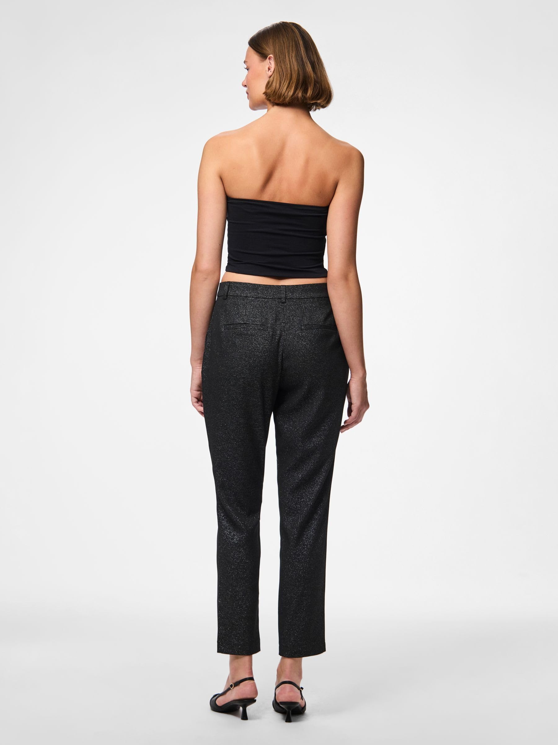 Pieces Pcbosella MW Pantaloni alla caviglia donna con glitter