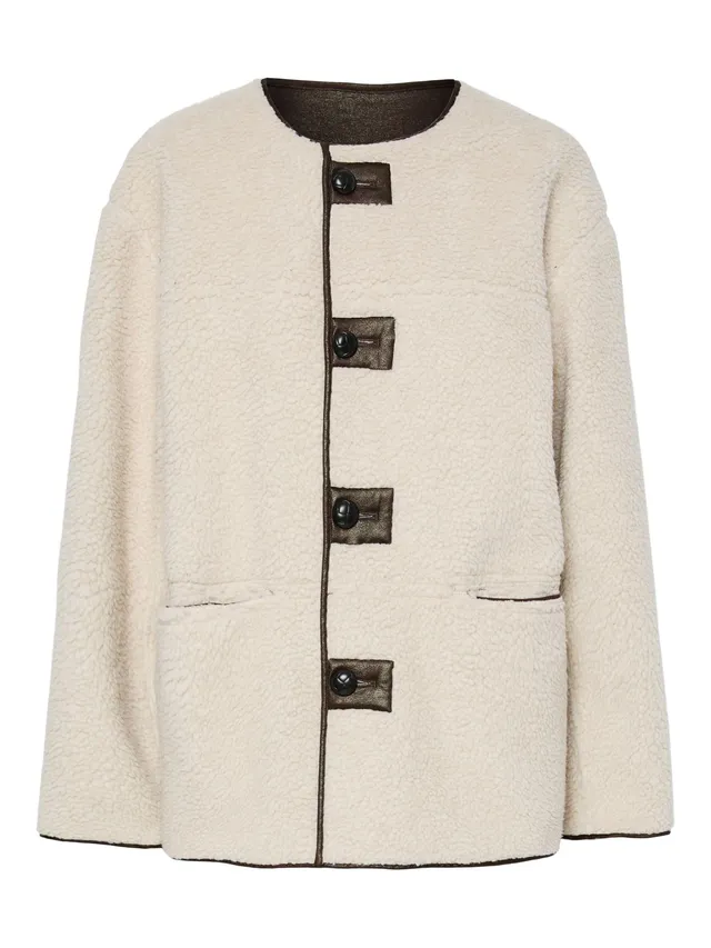 Pieces Pcjulie Teddy Pu Giacca Donna Reversibile M