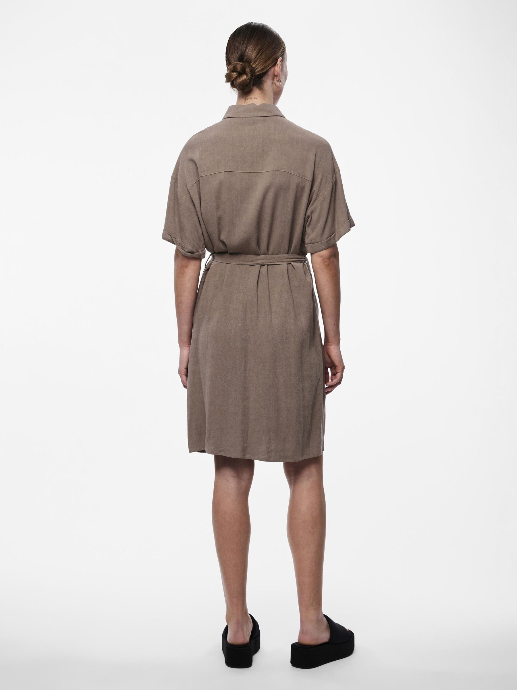 Pieces Pcvinsty SS abito camicia donna in lino