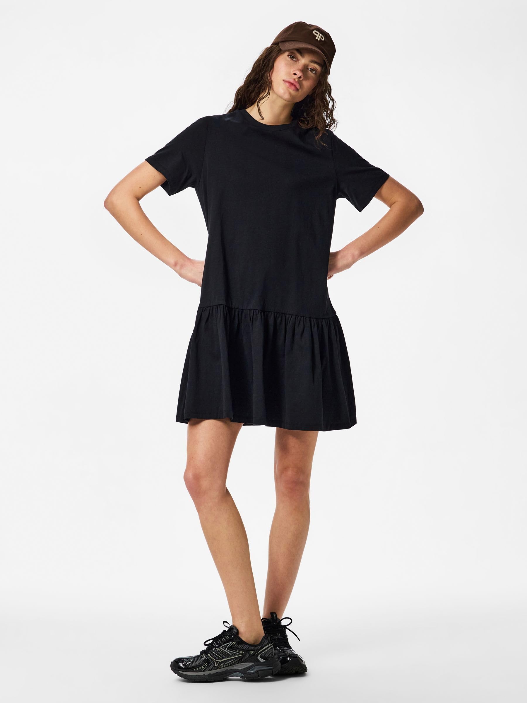 Pieces Pcdisso Abito Donna Nero Jersey Collo Tondo