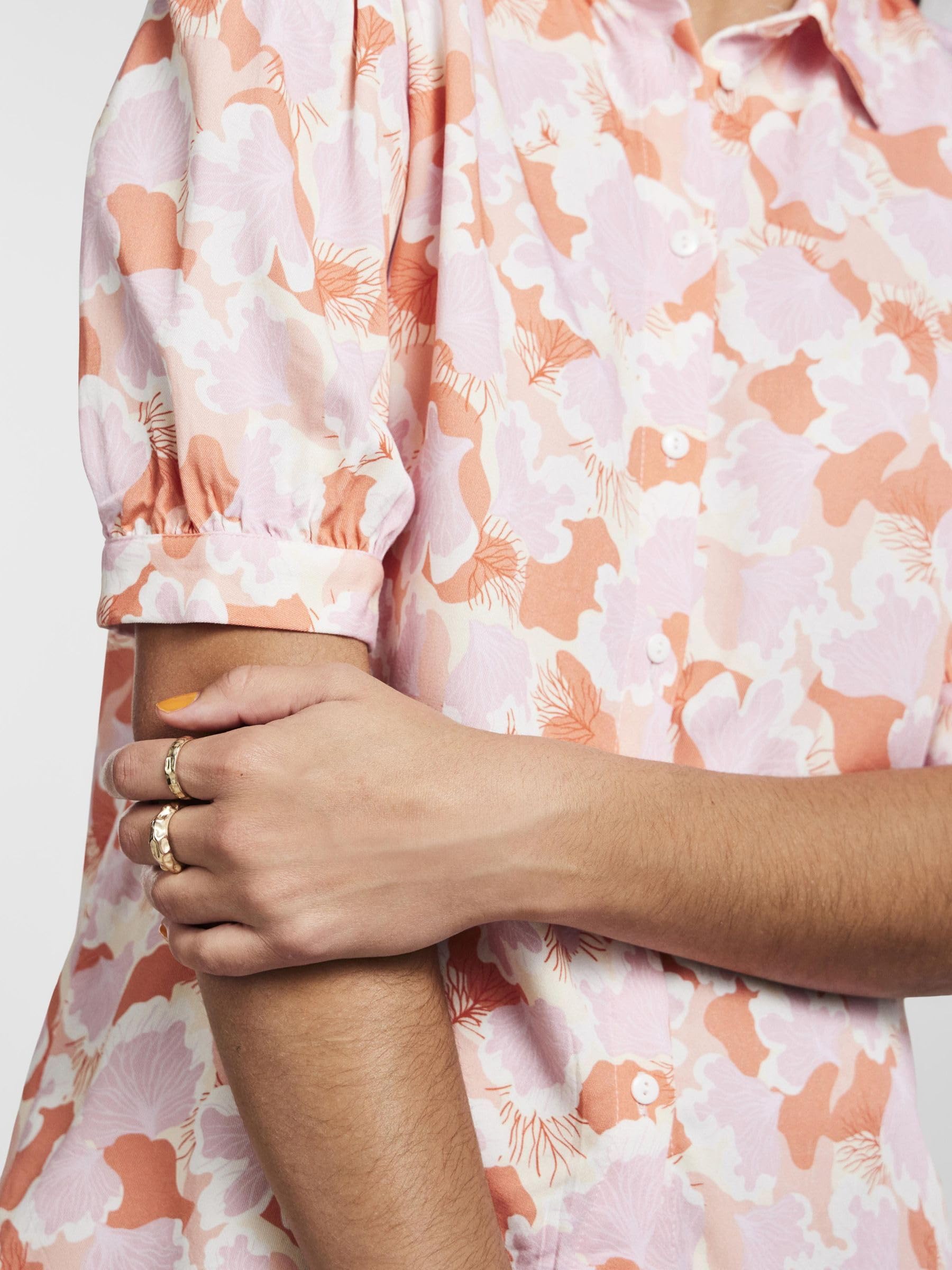 Pieces Pckasey camicia donna floreale corte