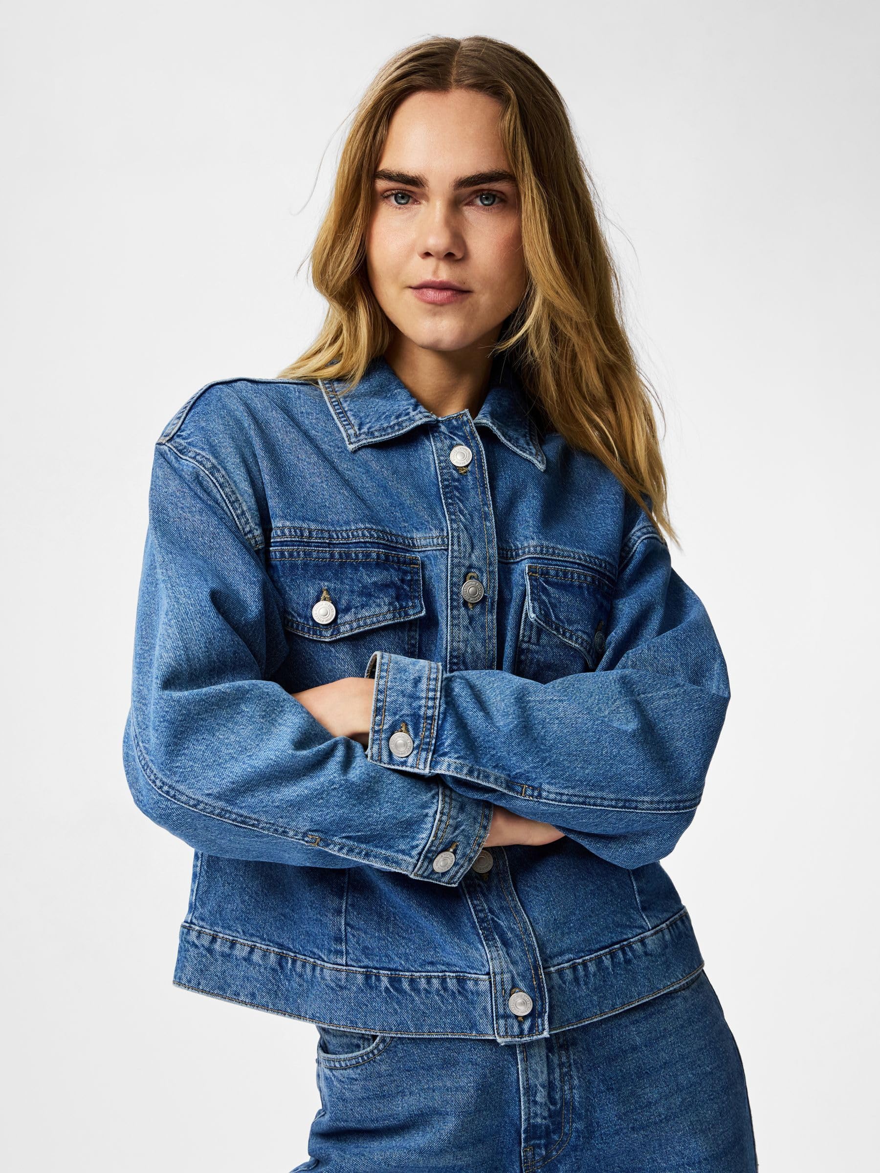 Pieces Pcelma Denim Noos Bc giacca jeans blu M vestibilità comoda