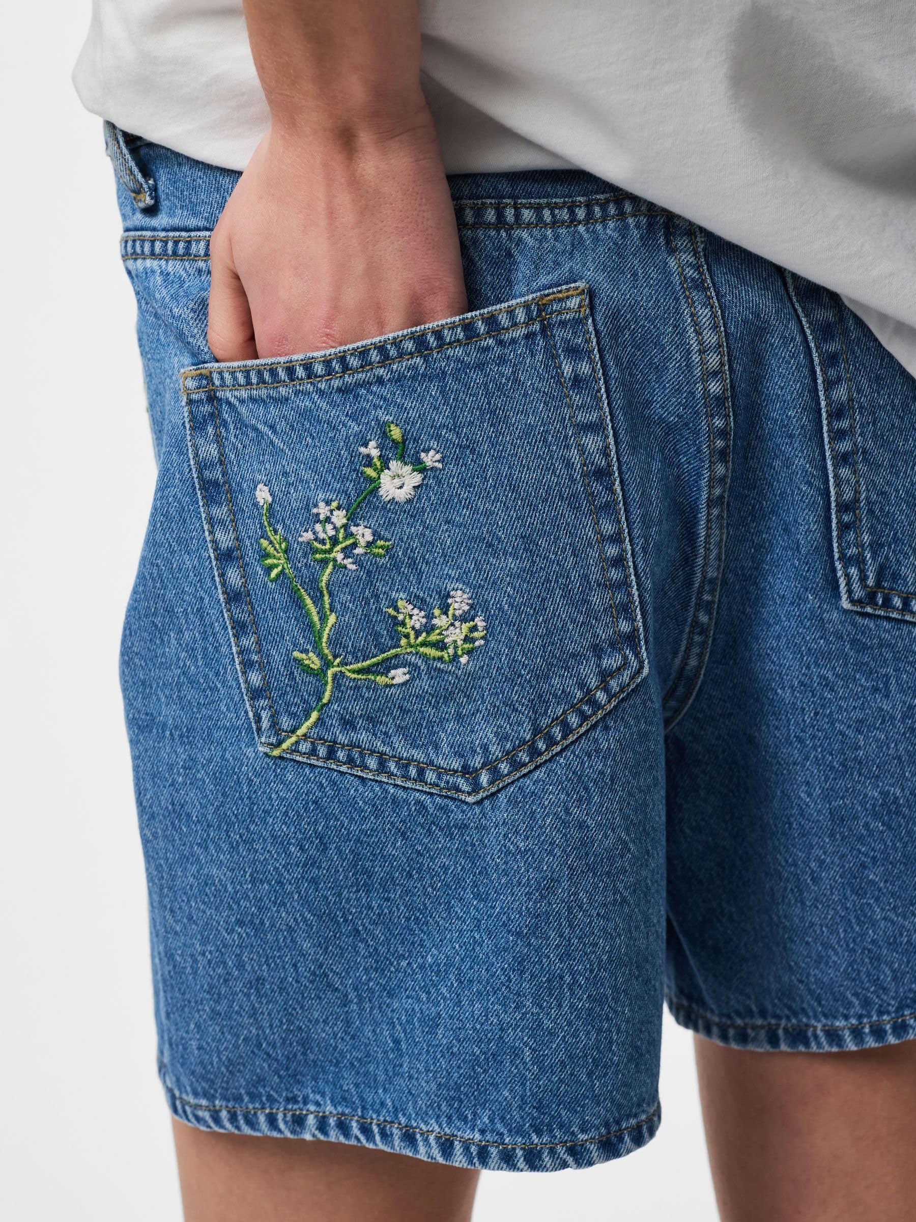 Pieces Pcsky HW Embroidery Denim Shorts shorts donna S ricamo