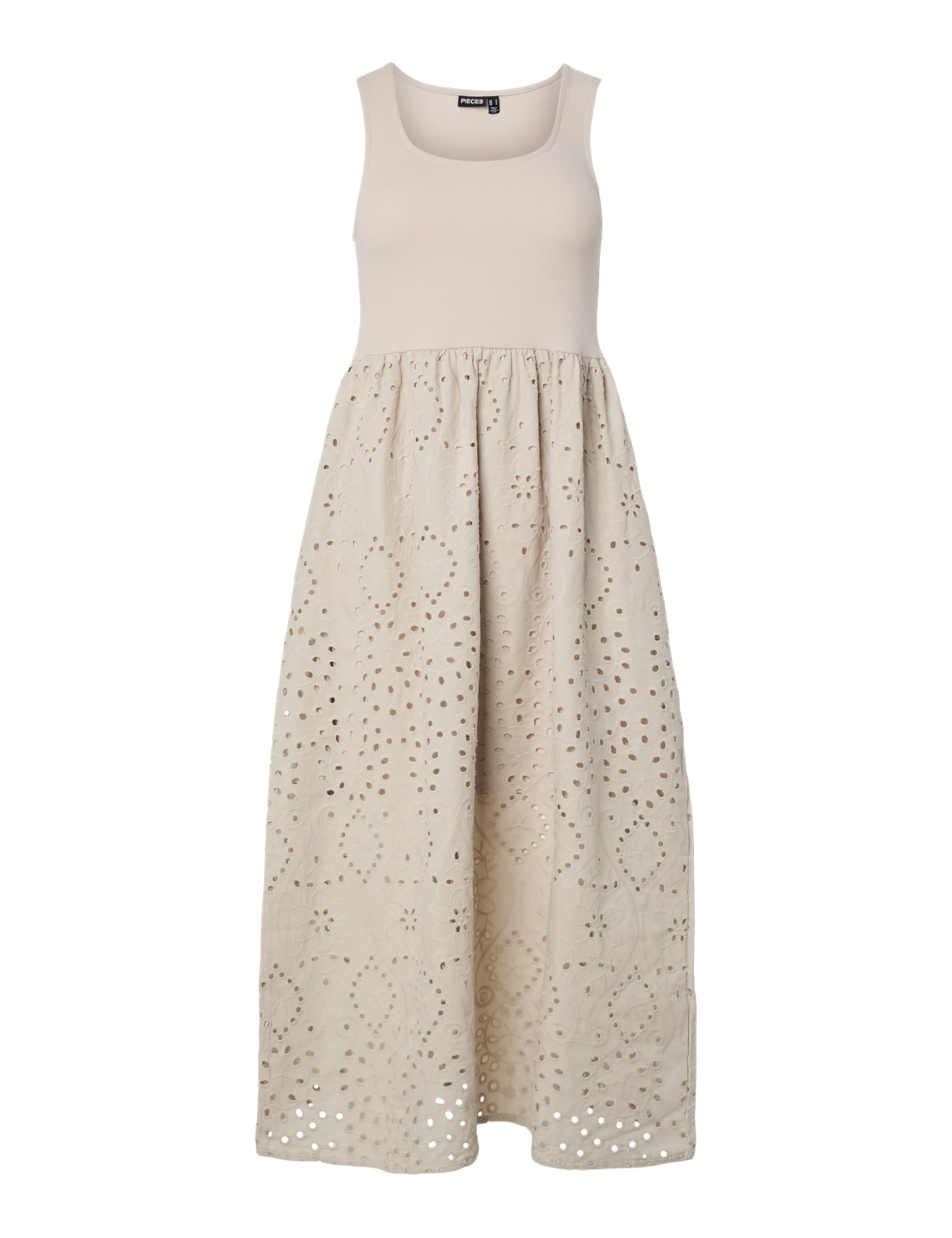 Pieces Pcdulla SL Broderie Anglaise Dress Jrs abito L argento