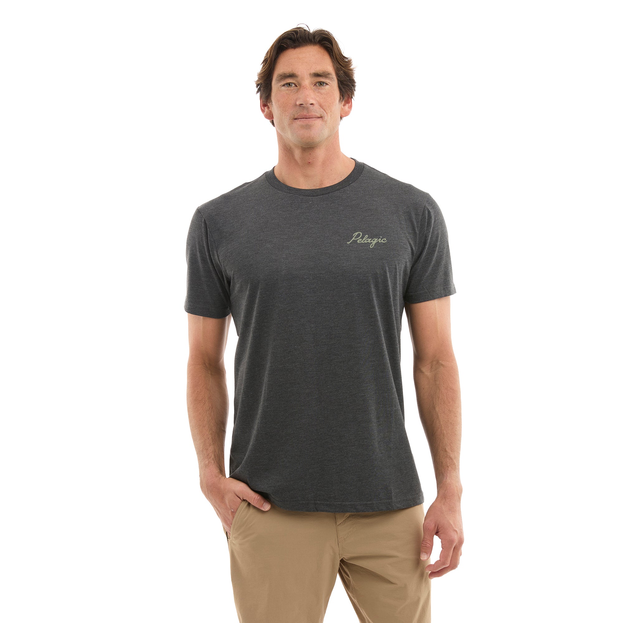Pelagic Lines In maglietta uomo grafite melange tri-blend