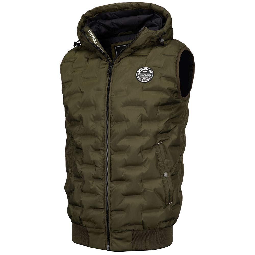Pitbull Carver gilet trapuntato cappuccio verde S