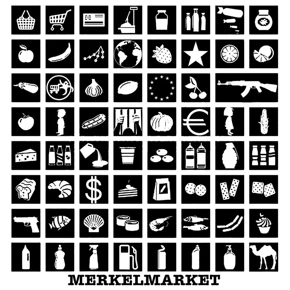 Merkel Market Symbols t-shirt cotone organico