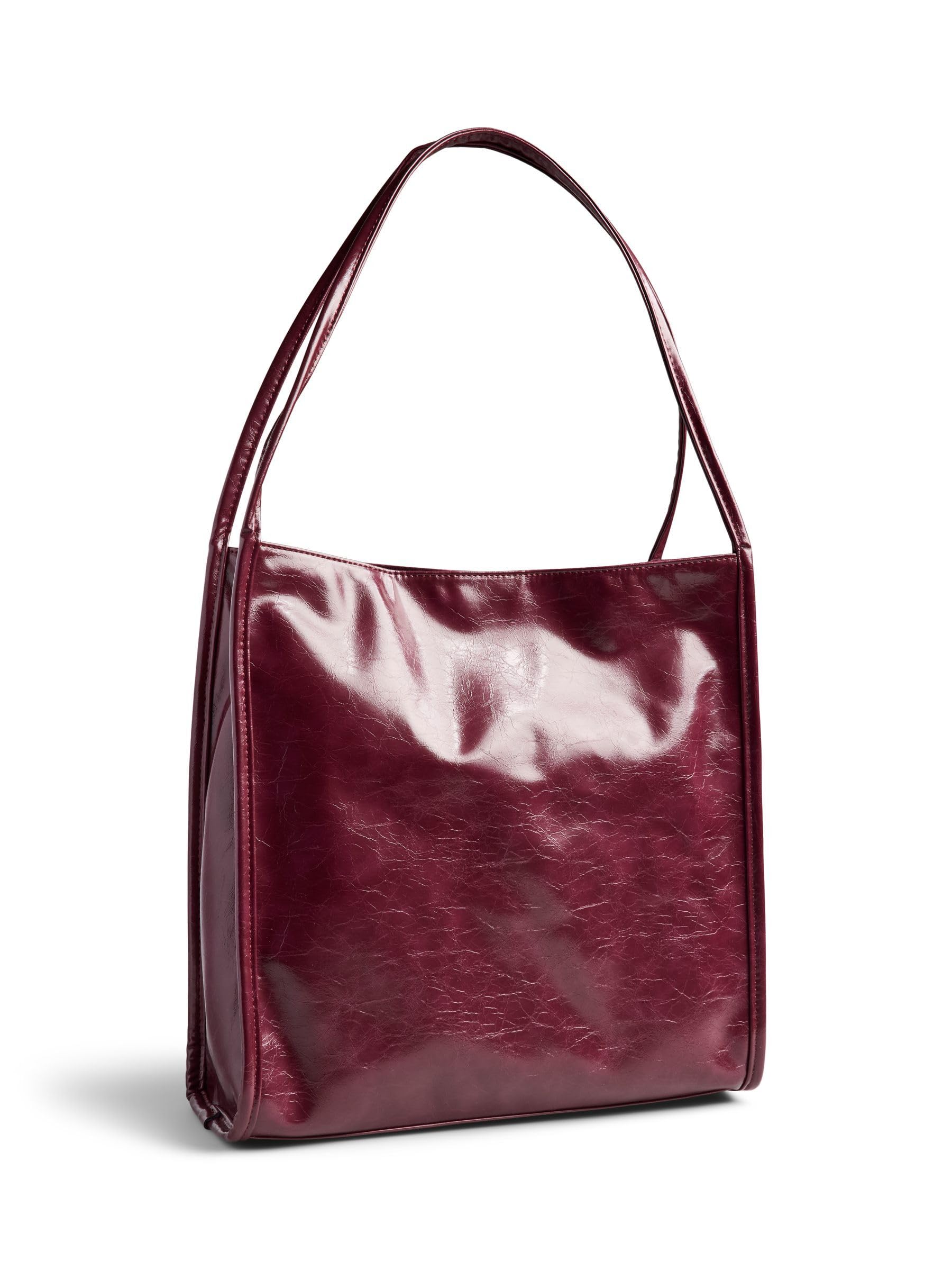 Pieces Pcmalou Patent Shopping Bag borsa spesa nero verniciata