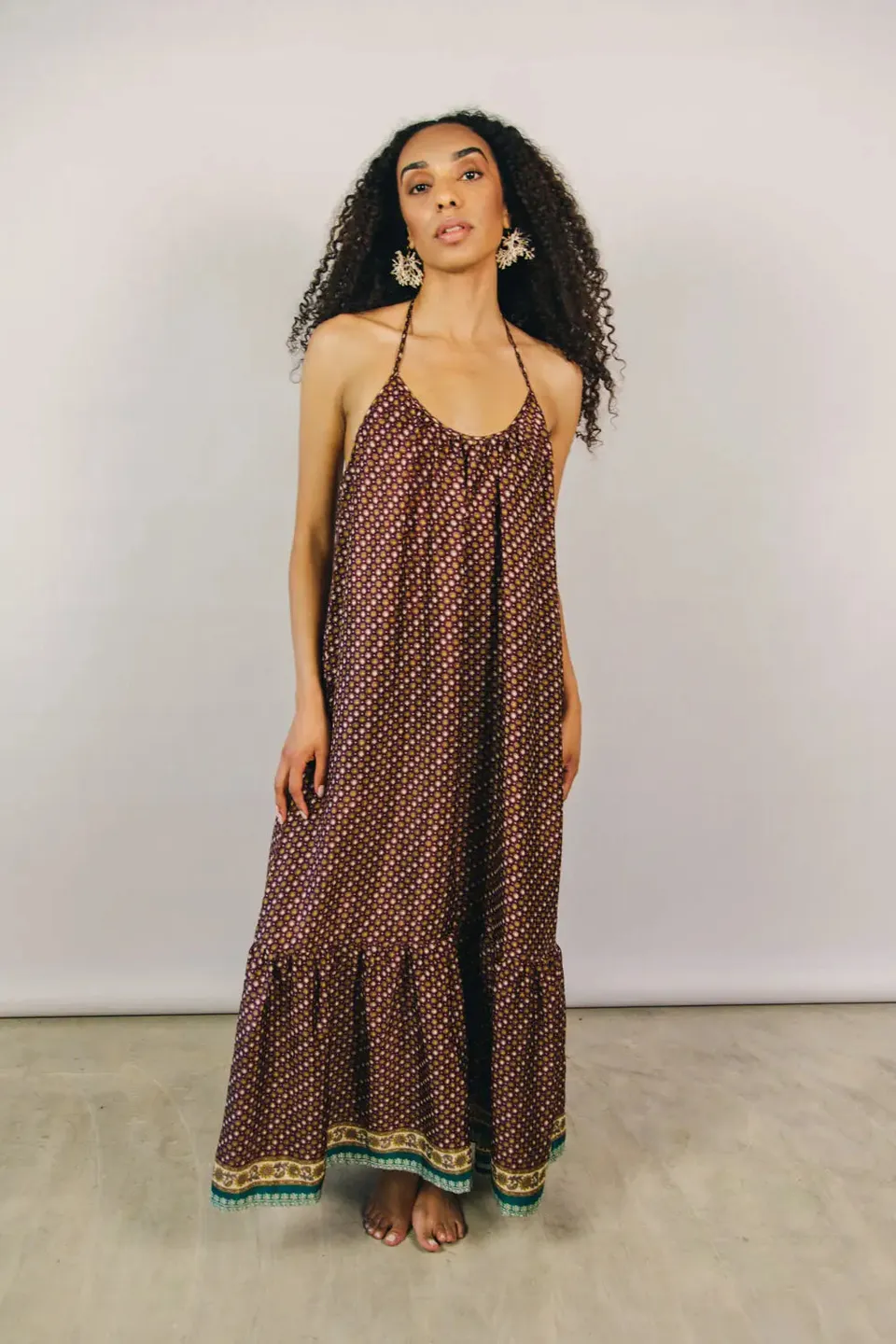 el.residu Myra 14 vestito midi marrone S/M viscosa