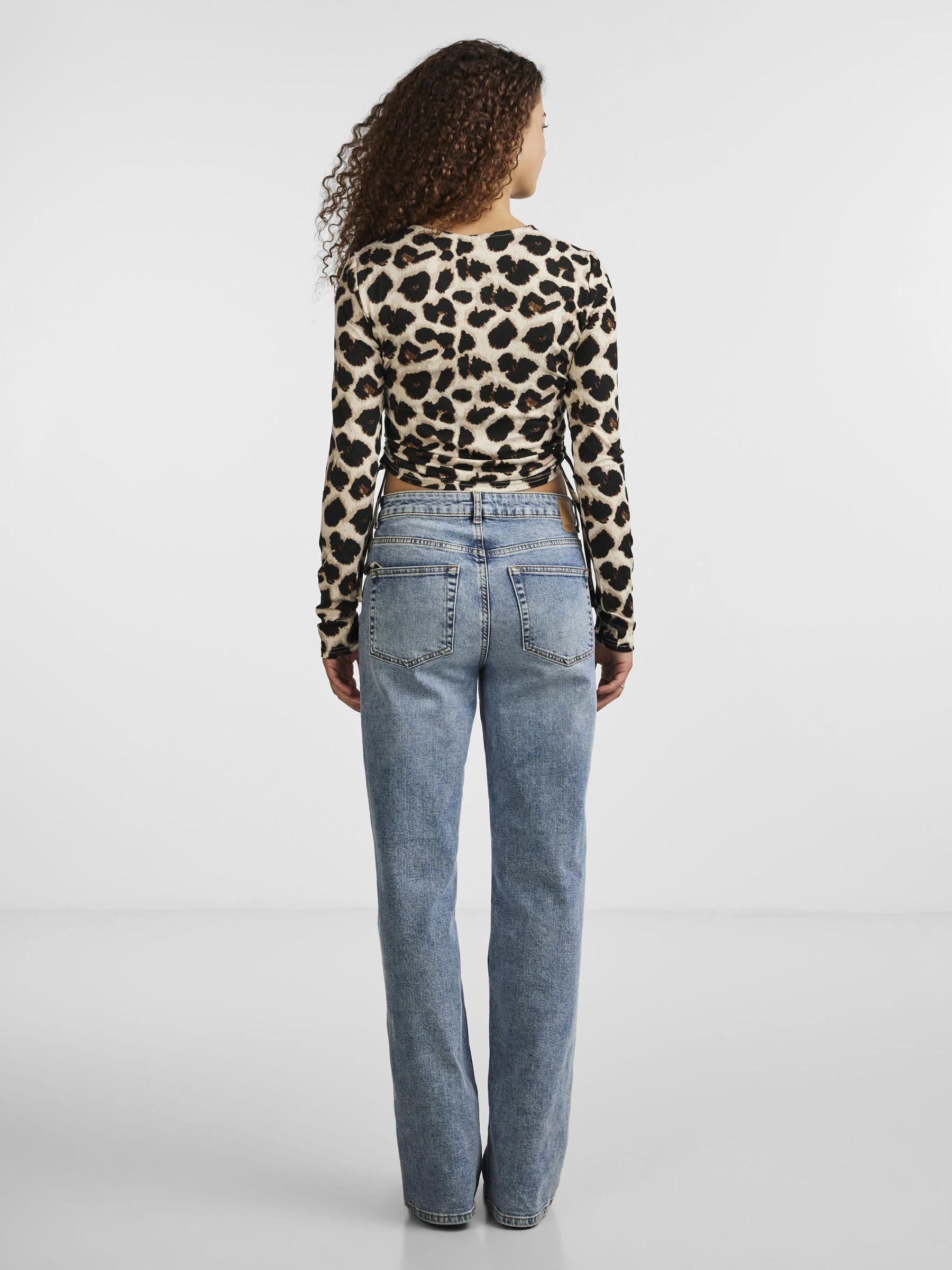 Pieces PCNALA LS Crop Top BC maglia nero leo M