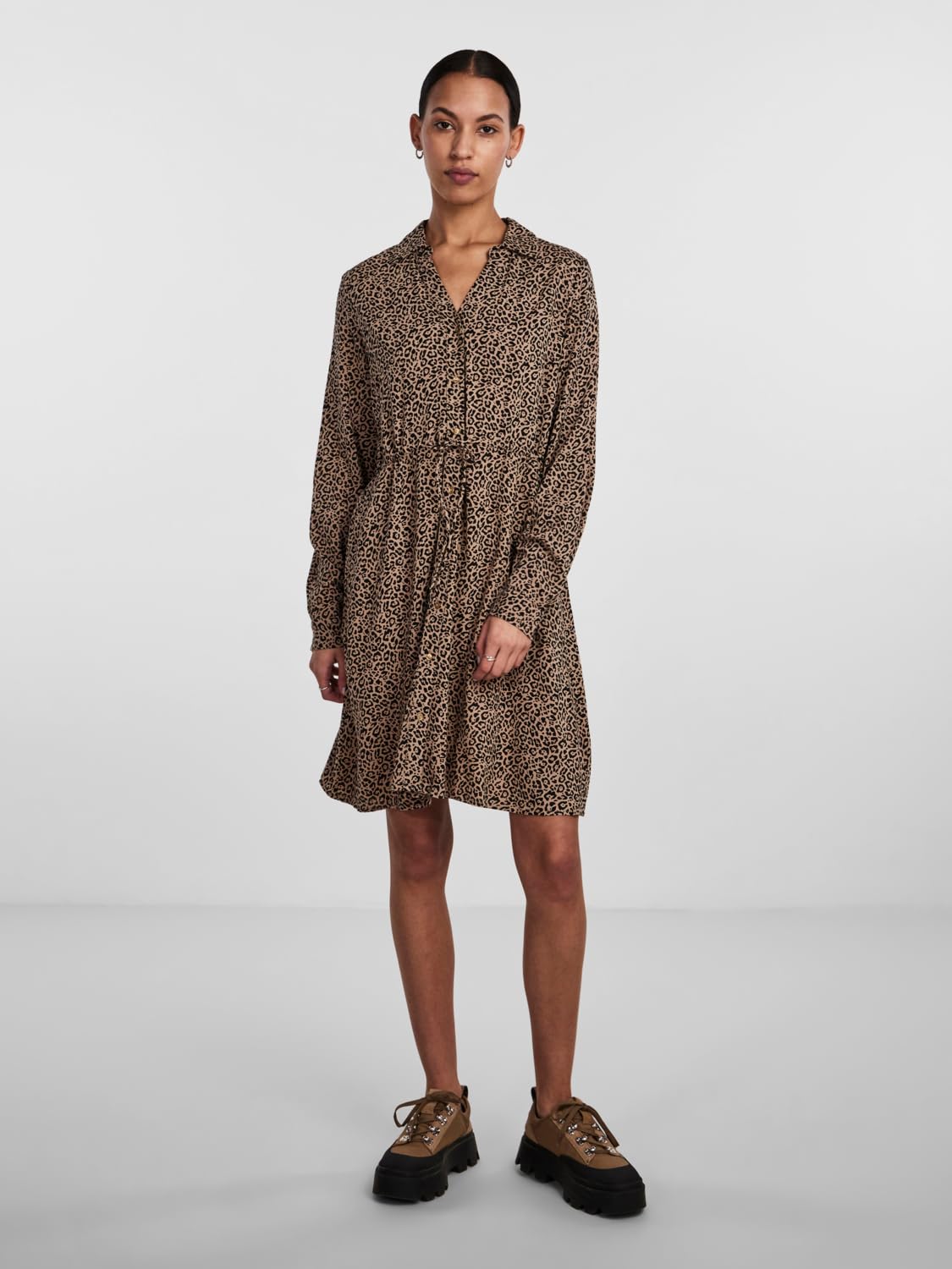 Pieces Pcnova LS Tie Vestito Donna Silver Mink Leone