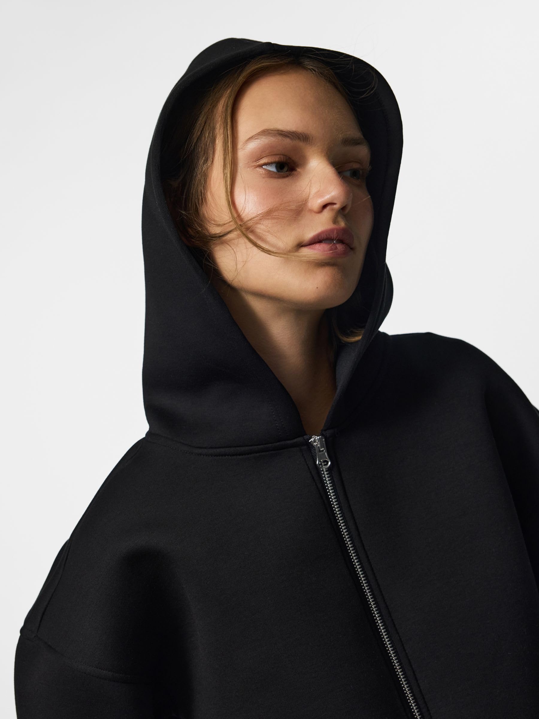 Pieces Pcbucuba felpa cappuccio donna nero zip uso quotidiano