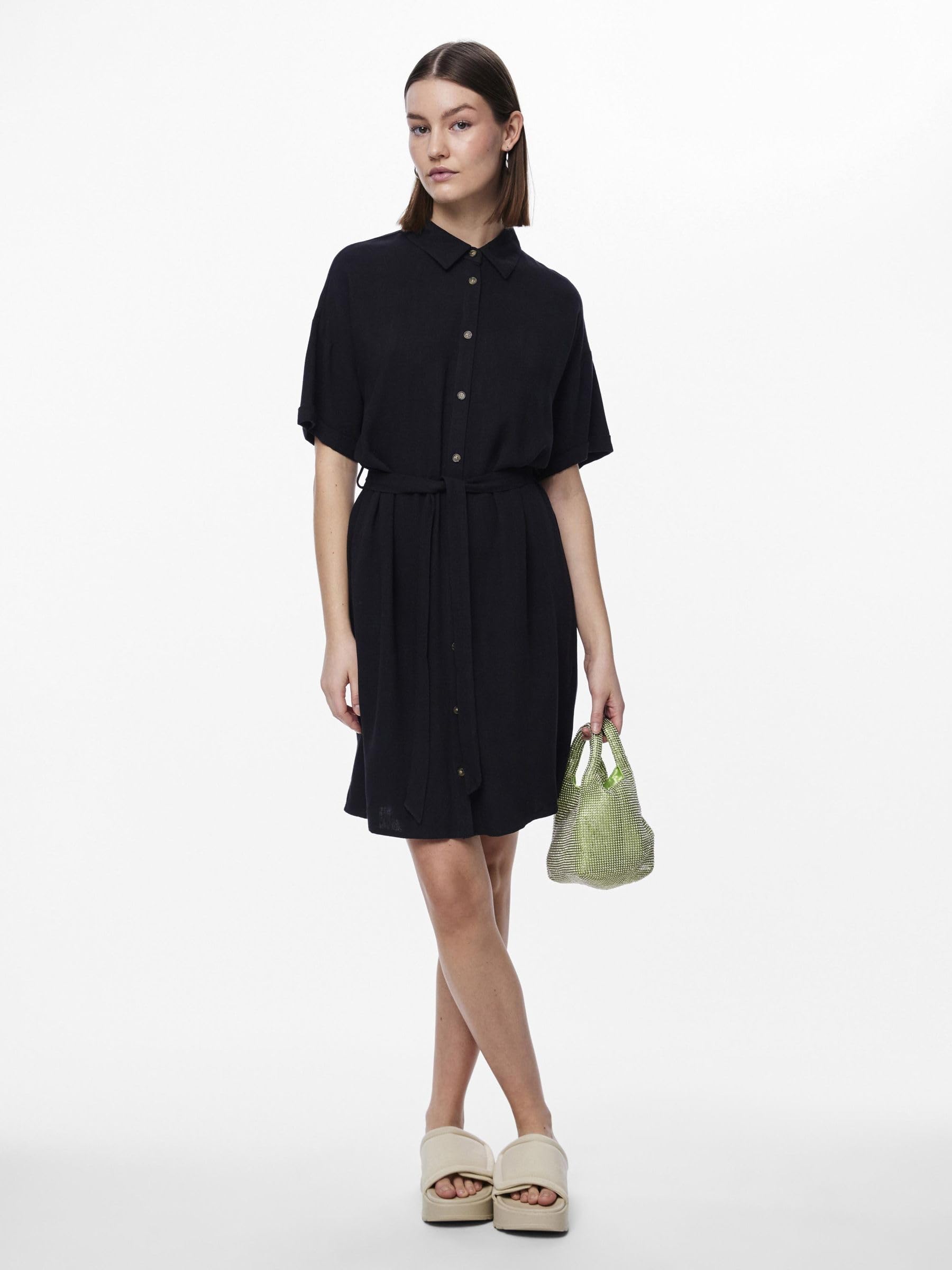 Pieces Pcvinsty Shirt Dress vestito camicia L nero