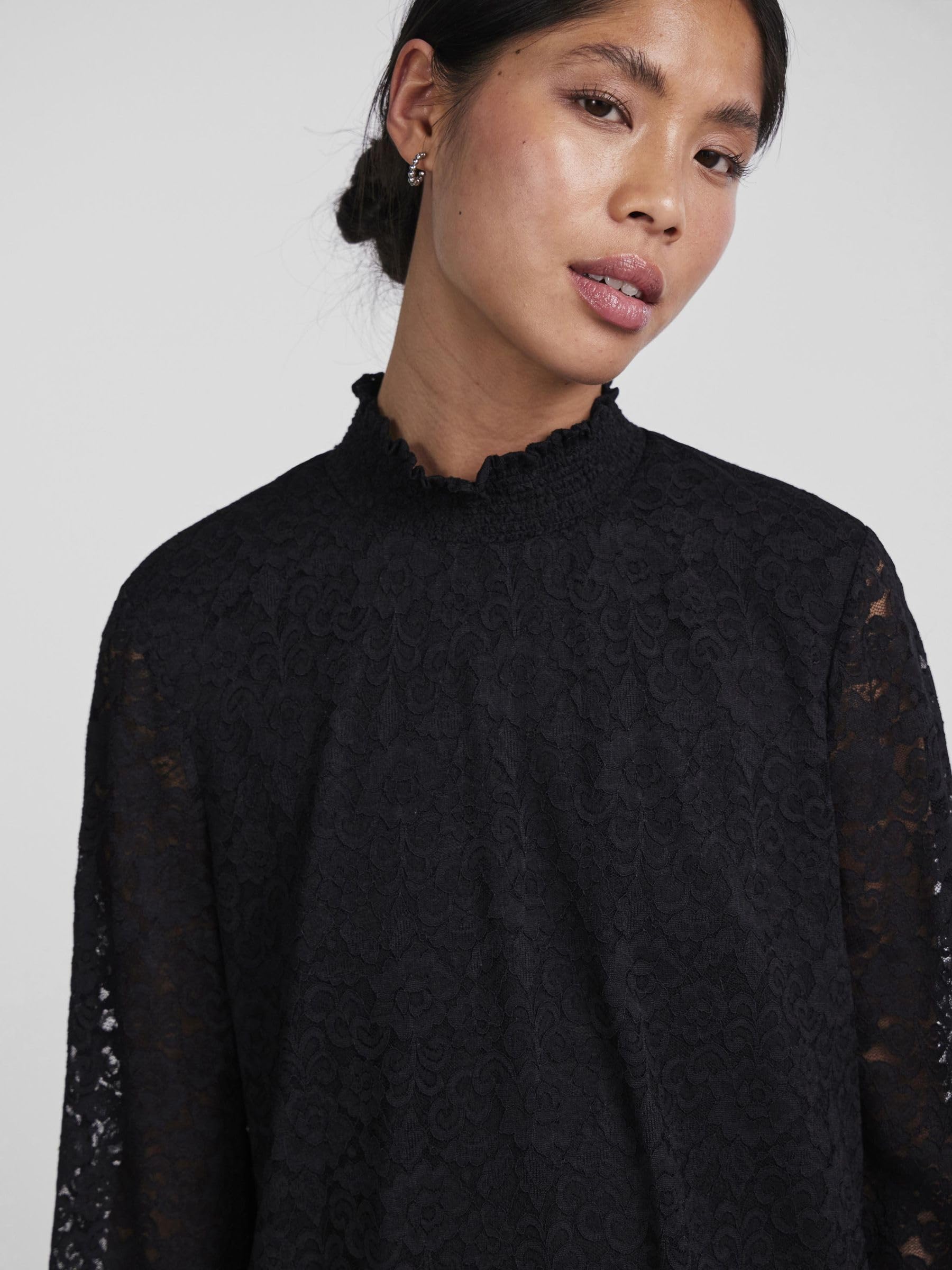 PIECES Pcfauna LS Lace Top maglietta pizzo taglia XS