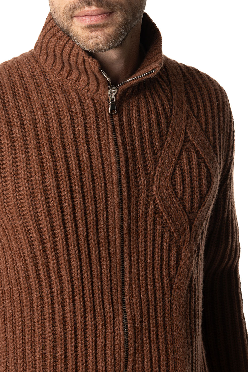 Vittoria Paci Blouson Zip Cashmere Marrone Uomo